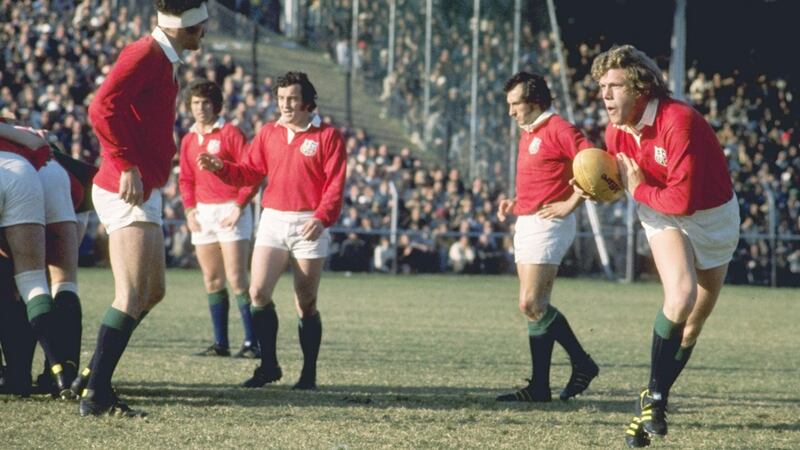 Pride in the Lion: Fergus Slattery goes on a run for the Lions during a Test match against South Africa in 1974. Photograph: Allsport