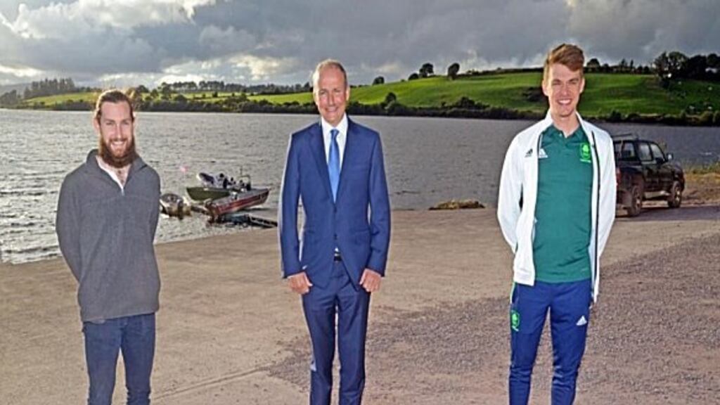 Olympic gold medalists Paul O’Donovan  and Fintan McCarthy were congratulated for their Tokyo success by Taoiseach Micheál Martin at the homecoming in Cork on Saturday. File photograph: Inpho