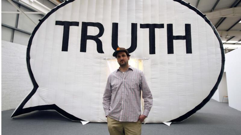 Public art: Jim Ricks with his Truth Booth at Galway Arts Festival in 2011. Photograph: Colm Hogan