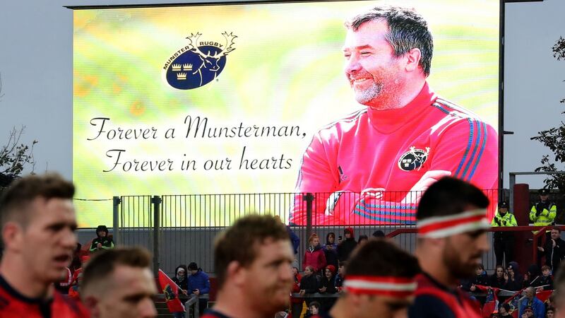 Munster vs Racing 92 Munster players observe a moments applause for Anthony Foley at Thomond Park in 2017. Photograph: Dan Sheridan/Inpho