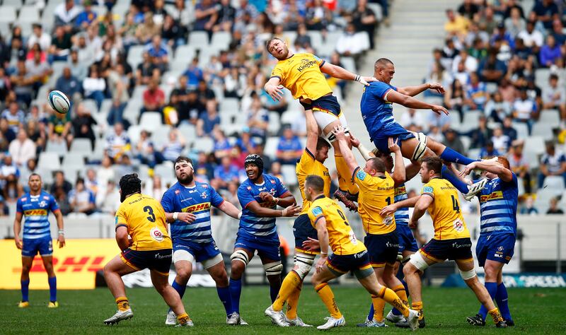 Duane Vermeulen of Ulster competes at a lineout. Photograph: Steve Haag/Inpho