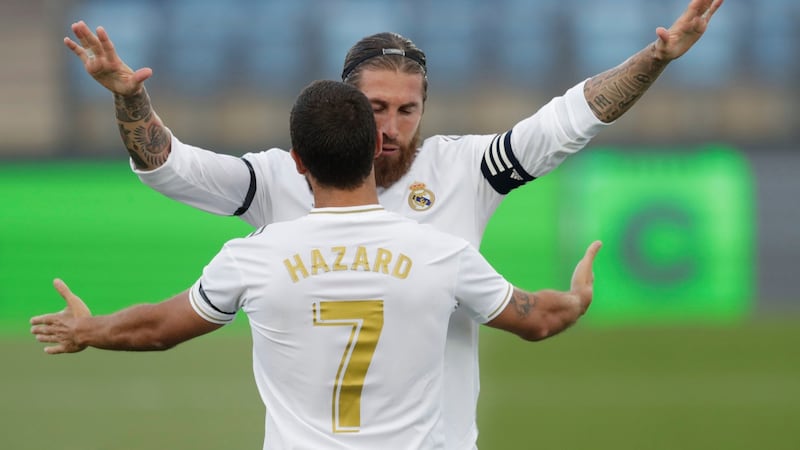 Eden Hazard impressed before Real Madrid’s return to action on Sunday. Photograph: Bernat Armangue/AP