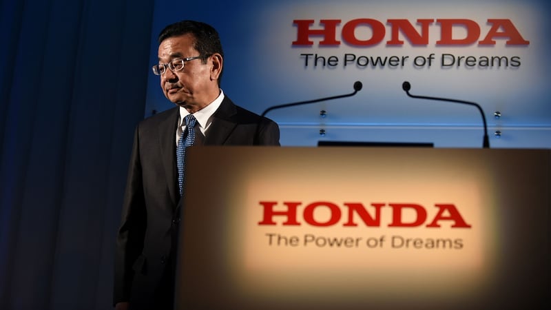 Honda Motor president Takahiro Hachigo attends a press conference in Tokyo. Photograph: Getty Images