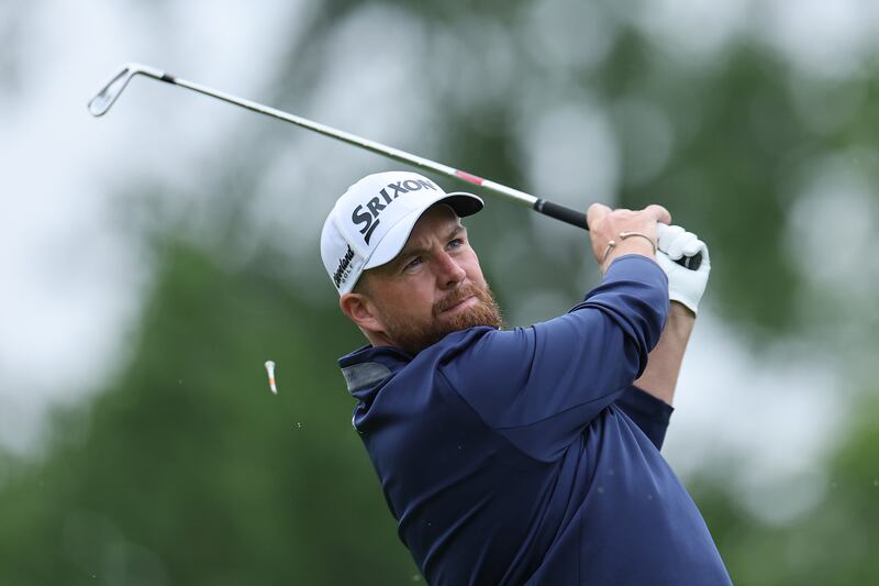Shane Lowry of Ireland plays his shot from the 12th tee during the Golden Bear Pro Am before the Memorial Tournament. Photograph: Michael Reaves/Getty
