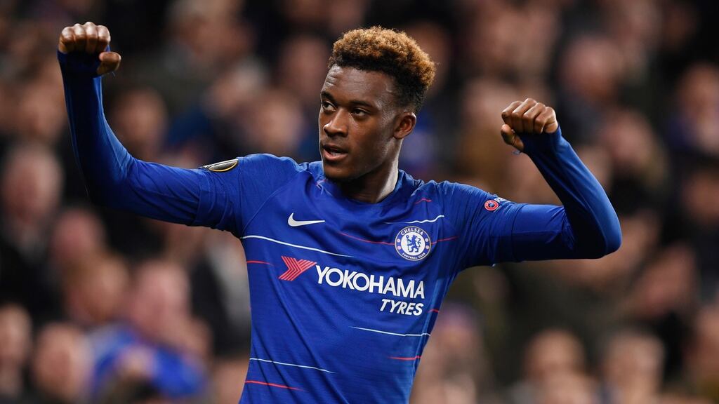 Callum Hudson-Odoi scored his first Chelsea goal against PAOK. Photograph: Will Oliver/EPA