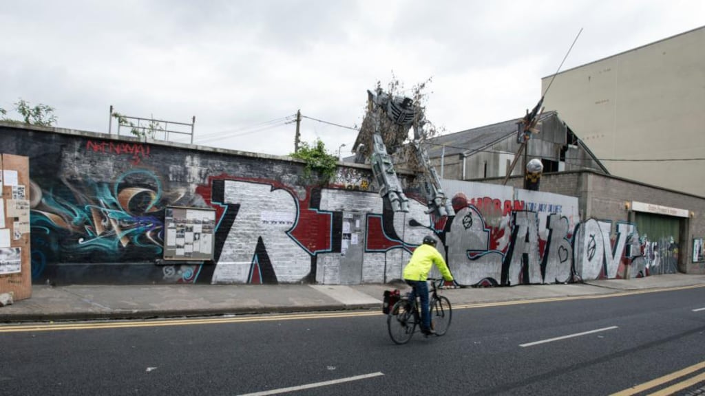 The frontage of a premises in Grangegorman in Dublin which has been the site of a squat  for the last two years. The residents of the squat have said they will challenge a court order directing  their arrest. Photograph: Dave Meehan/The Irish Times