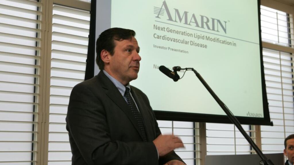 Amarin chief executive Joseph Zakrzewski said the company had reduced staff levels by half as announced in the aftermath of its failure to secure support from a Food and Drug Administration (FDA) advisory panel for its proposal to expand its target market. Photograph: Cyril Byrne /The Irish Times