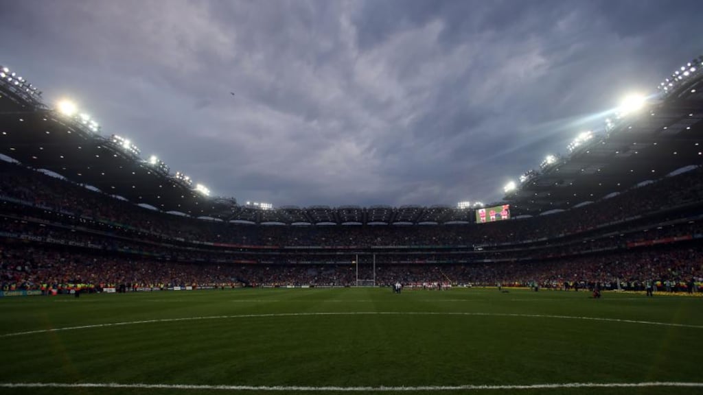 Croke Park broke new ground by staging the first floodlit All-Ireland final on an almost magical evening when David Fitzgerald’s Clare hurlers erupted through the twilight to capture a memorable replay victory. Photograph: Donall Farmer/Inpho