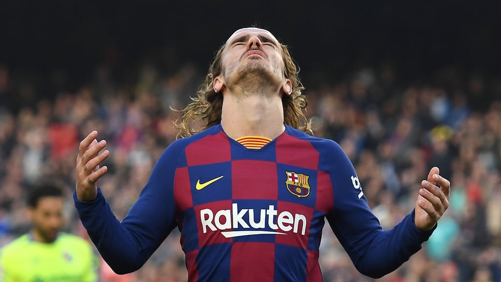 Barcelona’s Antoine Griezmann reacts after missing a chance during the 2-1 win over Getafe at the Camp Nou. Photo: Josep Lago/Getty Images