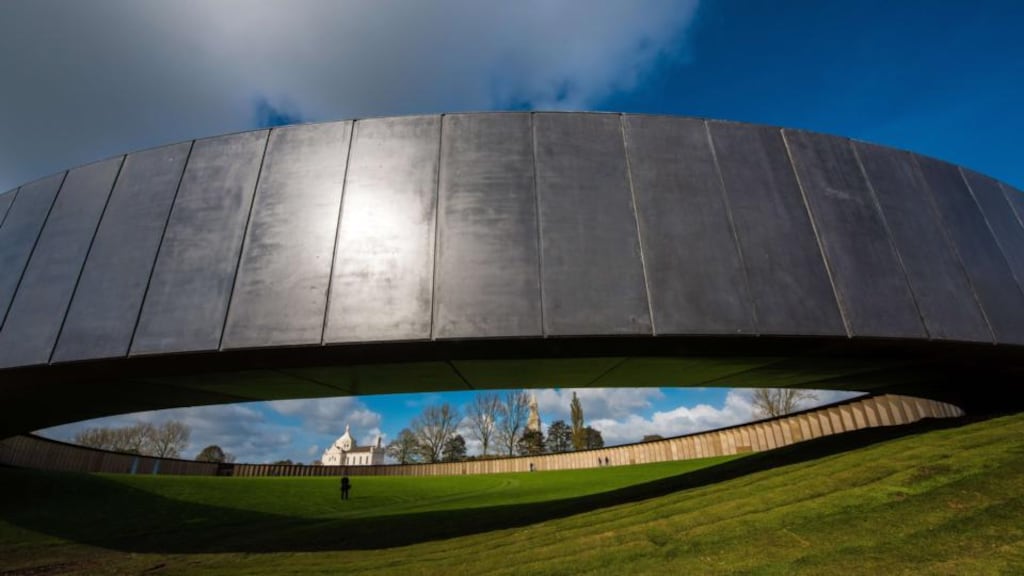The names of nearly 580,000 soldiers from allied nations are engraved at the international memorial for fallen soldiers at Ablain St-Nazaire French Military Cemetery. Photograph: Denis Charlet/AFP/Getty Images