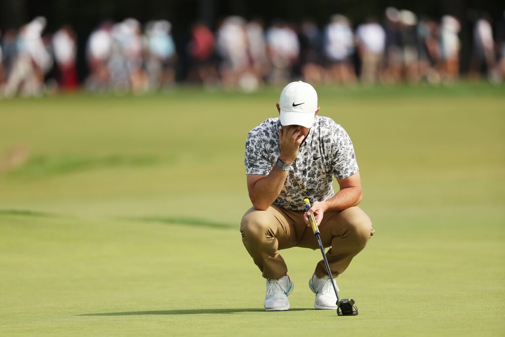 Rory McIlroy had his moments of frustration during the first round but nonetheless sits just one shot back of the lead. Photograph: Patrick Smith/Getty Images