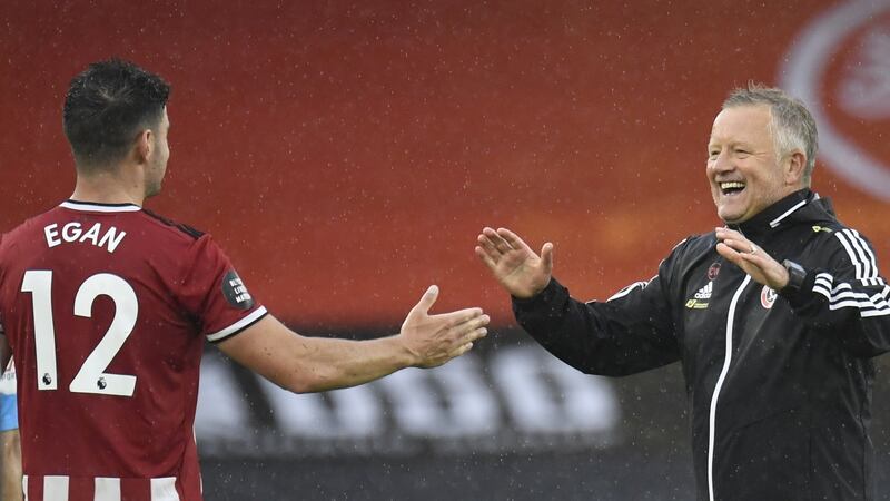 John Egan was impressive at the back for Sheffield United last season. Photo: Peter Powell/POOL/AFP via Getty Images