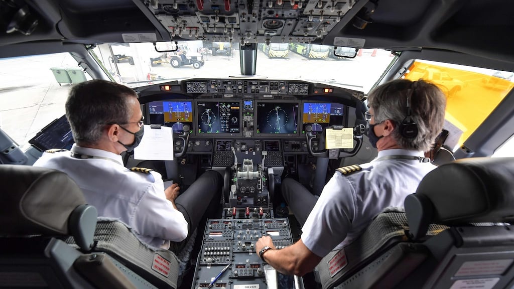 Pilots in the cockpit of a Boeing 737 Max aircraft operated by the airline Gol. Photograph: Getty Images