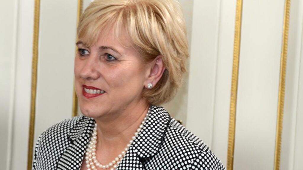 Heather Humphreys at the presentation of seals of office at Aras an Uachtaráin yesterday from President Michael D Higgins. Photograph: Cyril Byrne / The Irish Times
