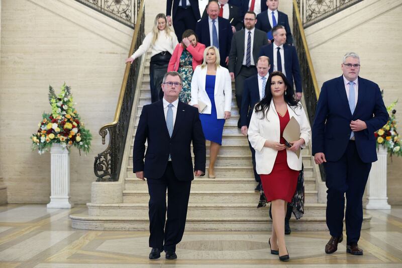 Jeffrey Donaldson with Emma Little-Pengelly in Stormont in February. Photograph: Sasko Lazarov/RollingNews.ie