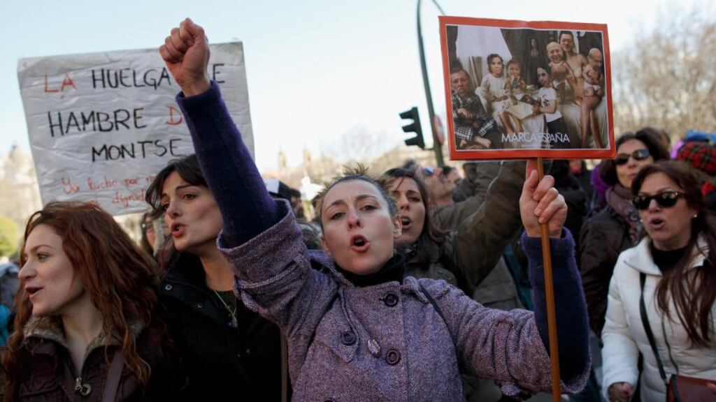 A pro-choice protest in Neptuno Square, Madrid, earlier this month. A recent poll showed that 80 per cent of Spaniards oppose the planned reform. Photograph: Pablo Blazquez Dominguez/Getty Images