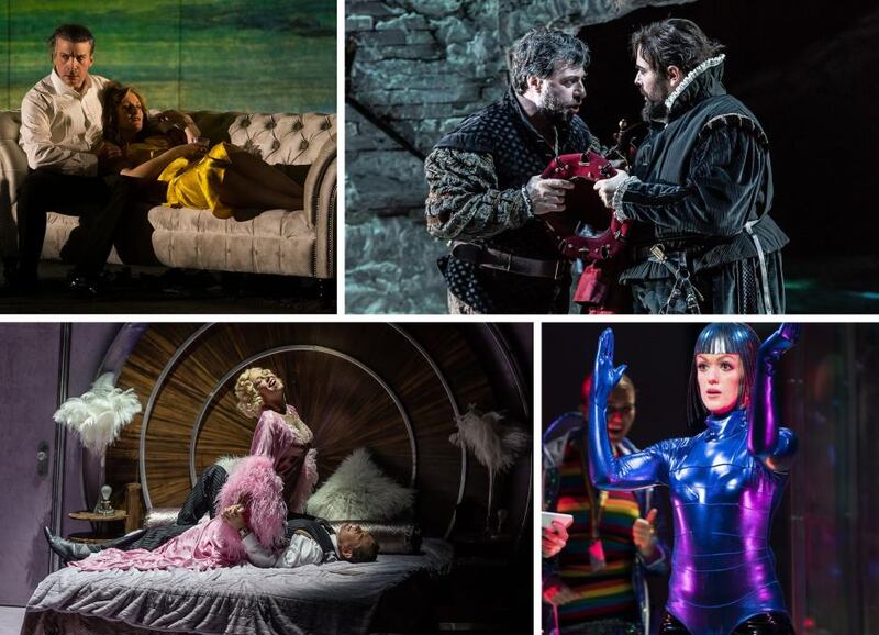 Best-opera nominees (clockwise from top left) Bluebeard’s Castle, Il Bravo, The Tales of Hoffmann and Dinner at Eight