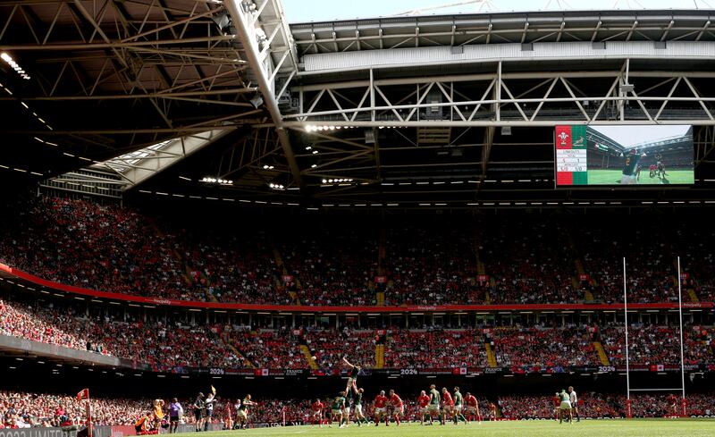 Wales against South Africa in Principality stadium, Wales, in August 2023. Photograph: Tom Maher/Inpho