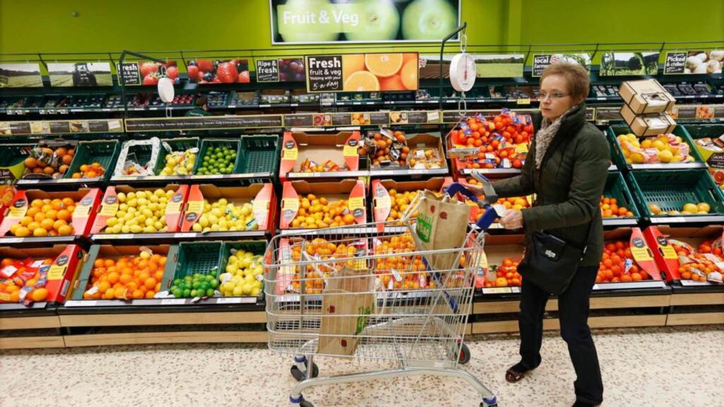 UK shoppers spent 1.3% less in food shops in July than in the same month last year. Photograph: Reuters/Suzanne Plunkett/Files