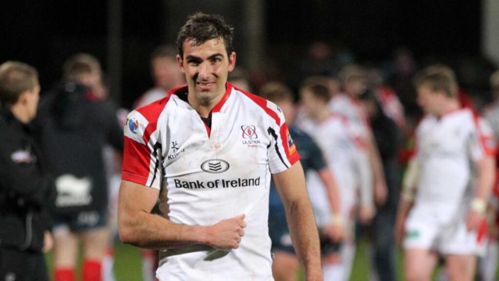 Ulster’s Ruan Pienaar goes off with a shoulder injury sustained against Scarlets in the Pro12 last month. Photograph: Inpho.