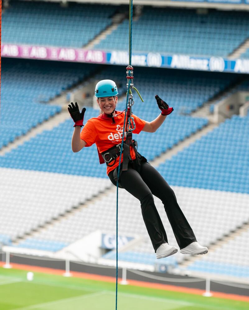 Ellie Ward taking part in an abseil challenge from the roof of Croke Park