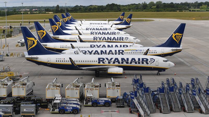 Ryanair aircraft at Stansted Airport in London. Photograph: Andy Rain/EPA