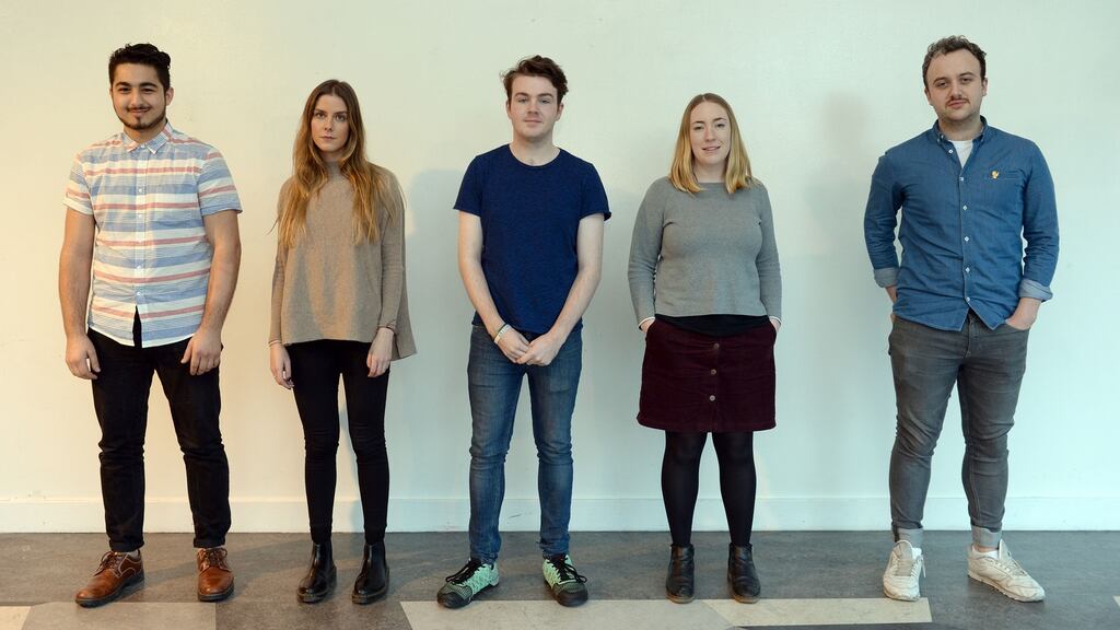 Future focus: Ali Ayden (22), Ciara Walsh (26), TJ Jordan (23), Tess Brady (27) and Shane Byrne (28). Photograph: Eric Luke