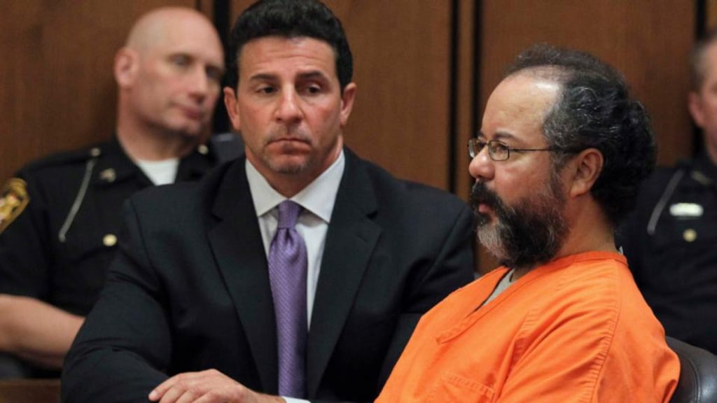 Ariel Castro sits in the court room next to his lawyer, Craig Weintraub, in Cleveland, Ohio, yesterday. Photograph: Reuters/Aaron Josefczyk