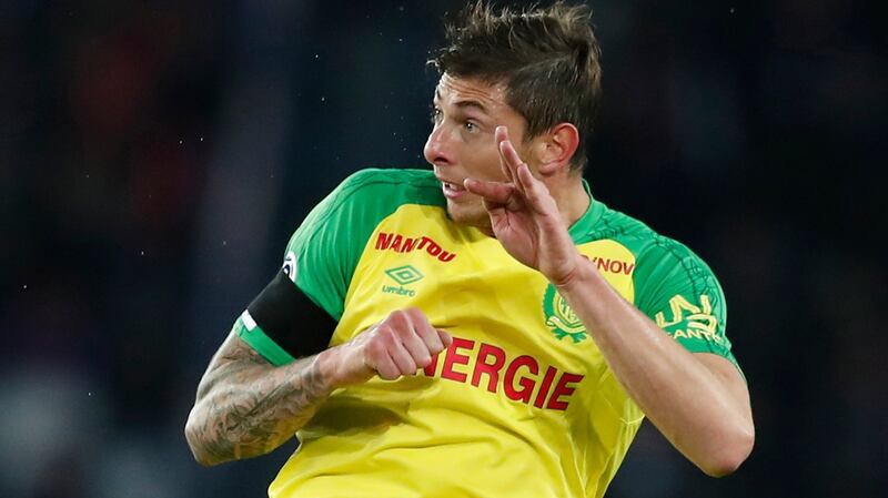 Argentine soccer player Emiliano Sala in action during the soccer ligue 1 match between Paris Saint Germain and FC Nantes in Paris. Photograph: Ian Langsdon/EPA