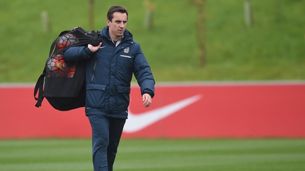 Gary Neville has been named first team coach of Valencia until the end of the season. Photograph: Getty