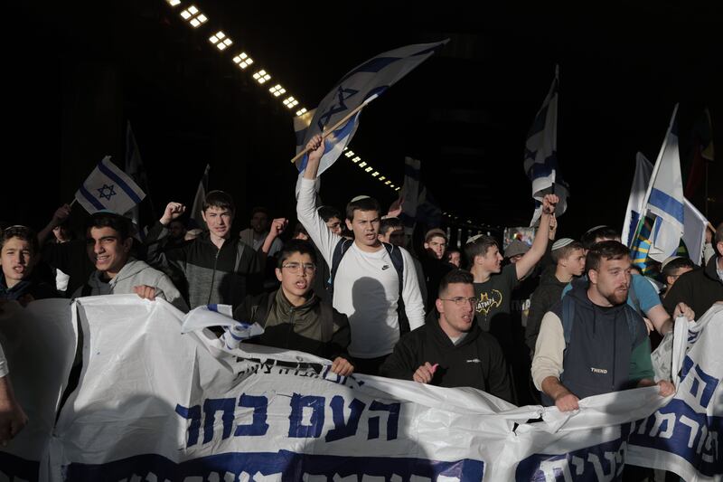 Supporters of Mr Netanyahu in Jerusalem. Photograph: Avishag Shaar-Yashuv/The New York Times