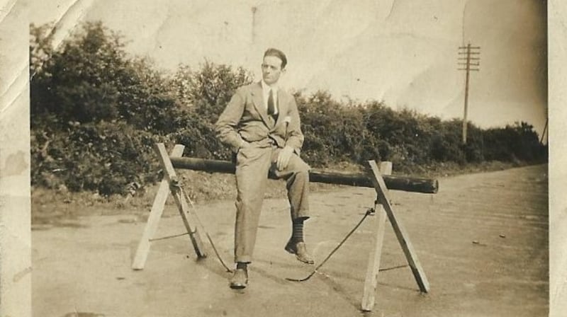 The poet Honor Duff’s father Richard Cyril Duff, a customs and excise officer, at the Leitrim-Fermanagh border in the 1920s.