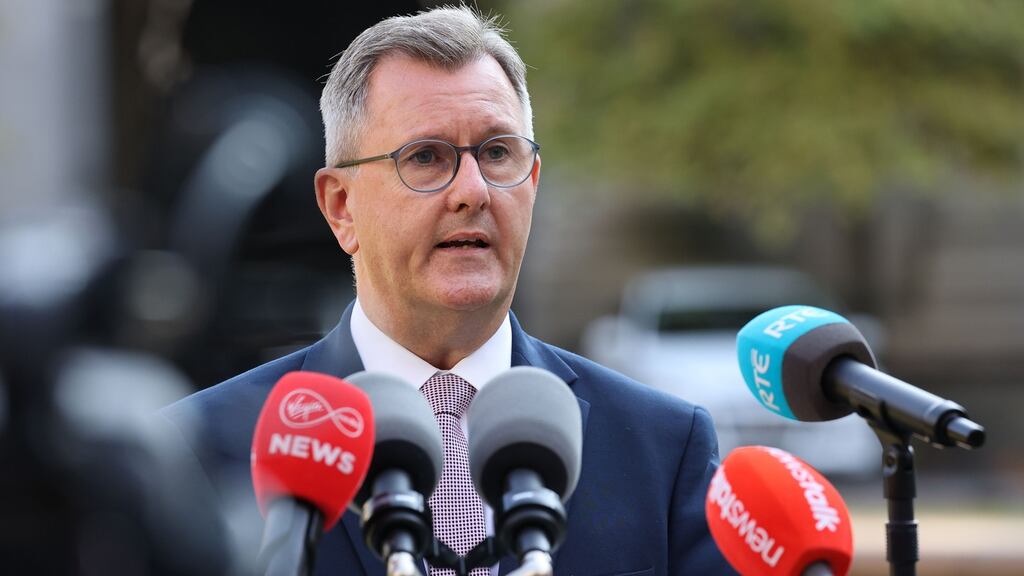 DUP leader Jeffrey Donaldson has been consistent about the threat posed by the Northern Ireland protocol: ‘The protocol threatens, not me.’ Photograph: Nick Bradshaw
