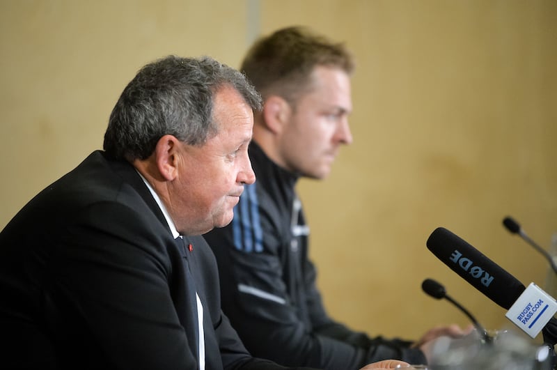 A glum-looking Ian Foster during the truncated post-match news conference after Ireland's victory over the All Blacks in the third Test at
Sky Stadium, Wellington. Photograph: Elias Rodriguez/Photosport/Inpho