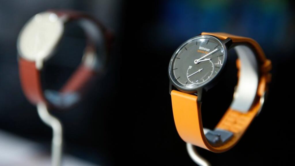 The Withings Activite Pop smart watch: looks just like a regular watch, so you won’t be embarrassed to be seen wearing it . Photograph: John Locher/AP.