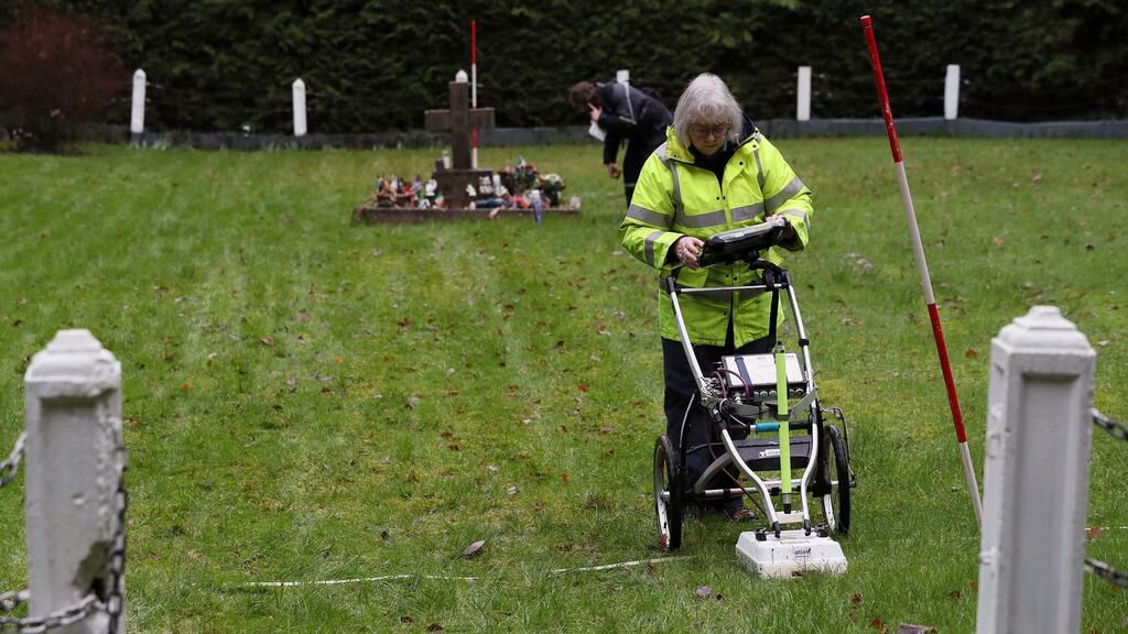 A geophysical survey of infant burial grounds at the site of the former Sean Ross Abbey mother and baby home in Roscrea. Photograph:  Brian Lawless/PA