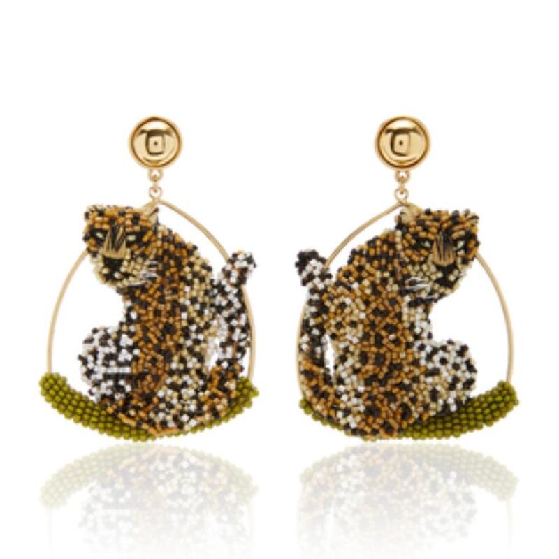Leopard swing earrings by Mignonne Gavigan, €459.