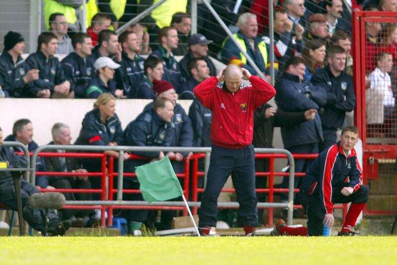 Cork manager Larry Tompkins on the sideline during the Munster senior football championship against Limerick in 2003. Photograph: Tom Honan/Inpho