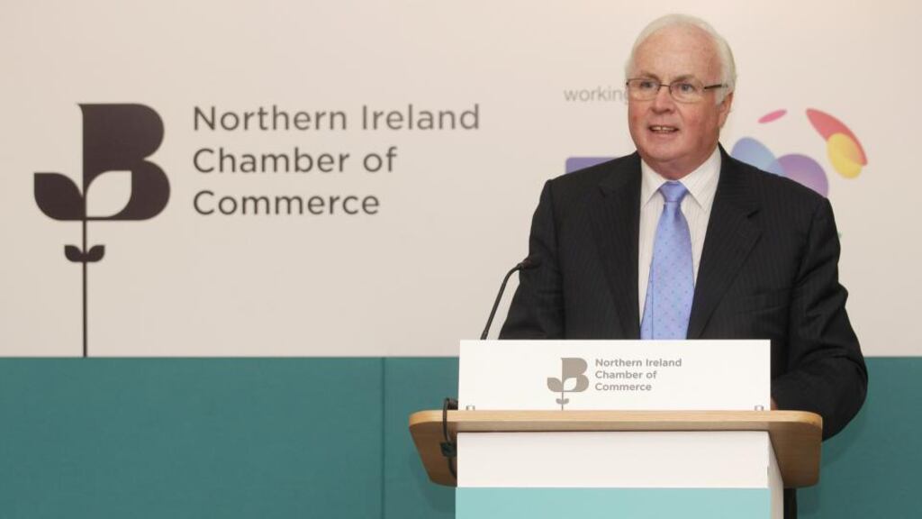 Nama chairman Frank Daly addresses the  Northern Ireland Chamber of Commerce. Photograph: Northern Ireland Chamber of Commerce/PA Wire