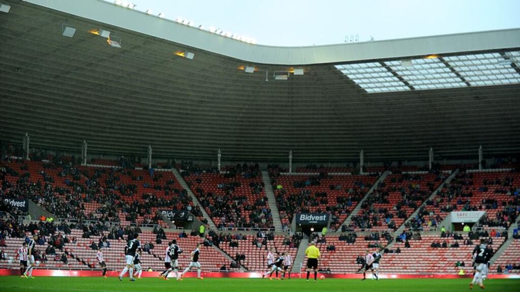 A crowd of just 16,777 watched today’s match at the Stadium of Light. Photograph: Owen Humphreys/PA Wire.
