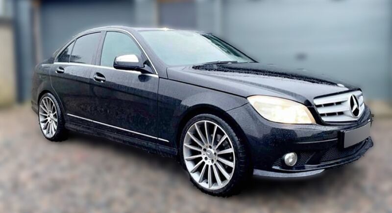 A black Mercedes Benz C-Class (W204) similar to the one that police believe was used in the attempted murder of PSNI Det Chief Insp John Caldwell. Photograph: PSNI/PA Wire