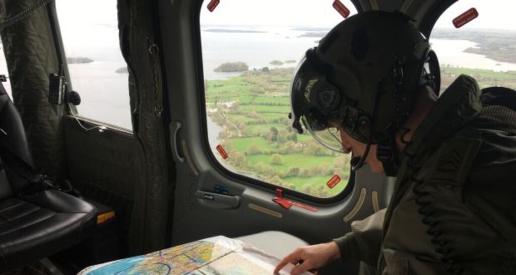 An Air Corps aviator plots a course for the Emergency Aeromedical Service helicopter. Photograph: Peter Murtagh