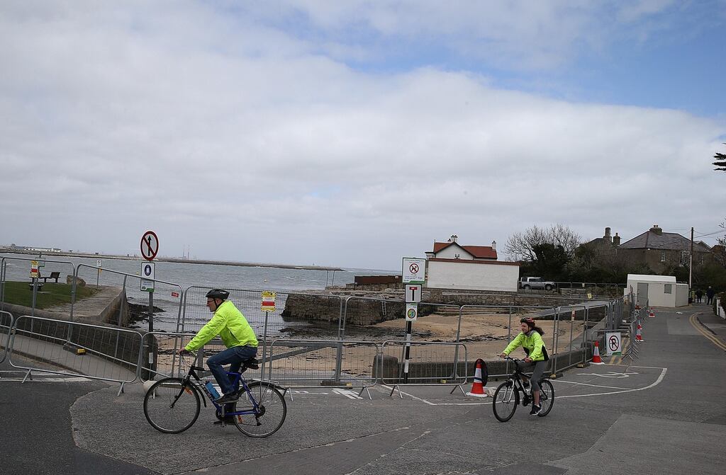 Sandycove Beach, pictured last year when closed during Covid restrictions, has been hit with a no-swimming notice this weekend. Photograph: Collins