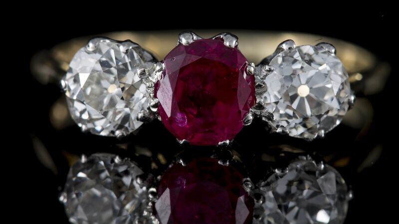 A Burmese ruby and diamond ring to be auctioned at O’Reilly’s, with an estimate of €12,500-€14,500