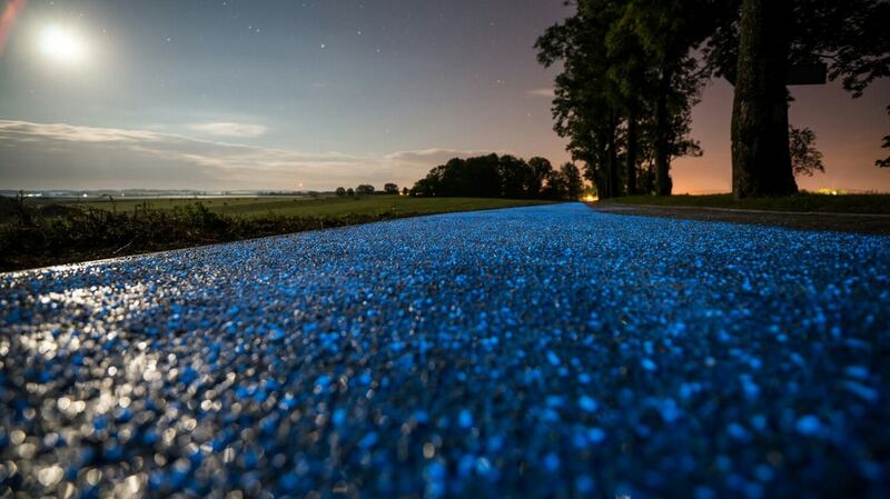 Illuminated cycle paths in Poland. Photograph: Strabag