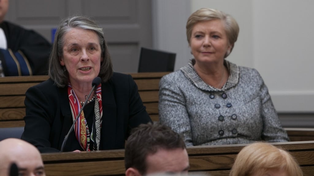 A privacy provision relating to misconduct inquires against judges was inserted into a draft of the Judicial Council Bill after the then Chief Justice Susan Denham contacted the then minister for justice Frances Fitzgerald (right) in 2015. Photograph: Gareth Chaney/Collins
