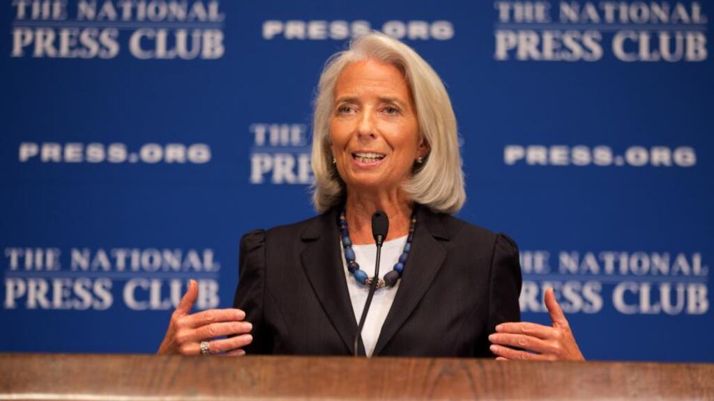 International Monetary Fund managing director Christine Lagarde speaks at the National Press Club  in the US earlier this month. Photograph:  Stephen Jaffe/IMF via Getty Images