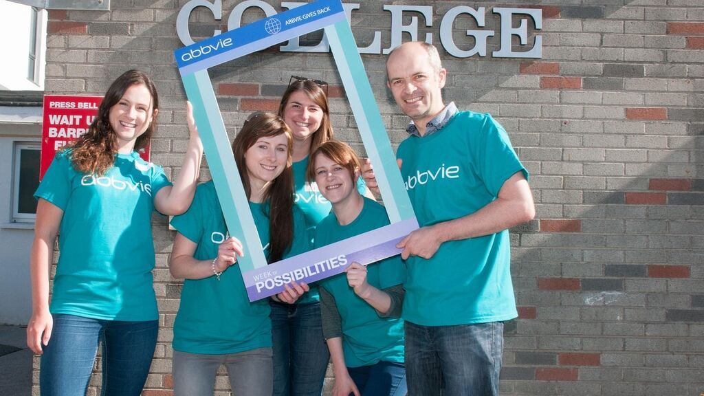 AbbVie employees at St Aloysius College, Carrigtwohill, Cork, where they completed an extensive refurbishment.