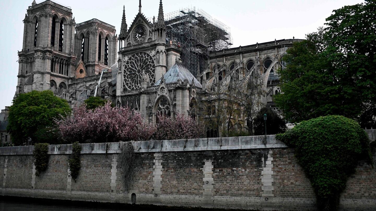 Firefighters work to extinguish a fire at Notre-Dame Cathedral in Paris early on April 16th, 2019. Photograph: Stephane de Sakutin/AFP/Getty Images