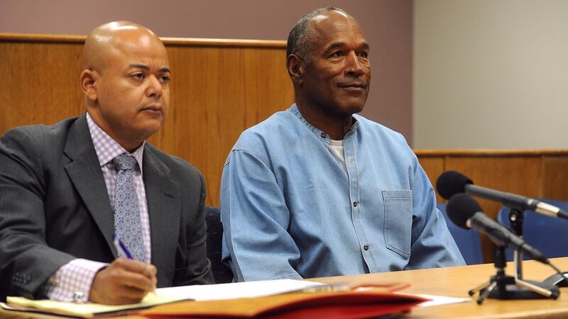 OJ Simpson attends his parole hearing at Lovelock Correctional Center in Nevada. Photograph: Jason Bean/EPA